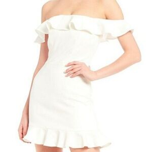 White French Connection ruffle off the shoulder midi dress us size 6